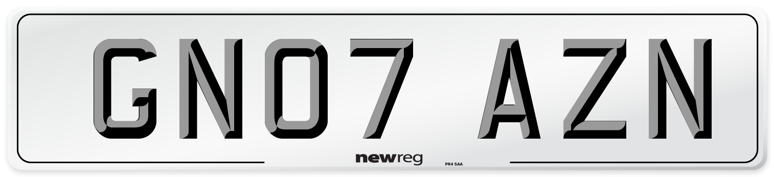 GN07 AZN Number Plate from New Reg